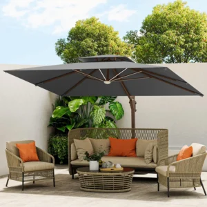 10 X 13 FT Cantilever Outdoor Patio Umbrella with Led Lights