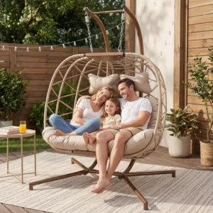Double Hanging Egg Chair with Stand